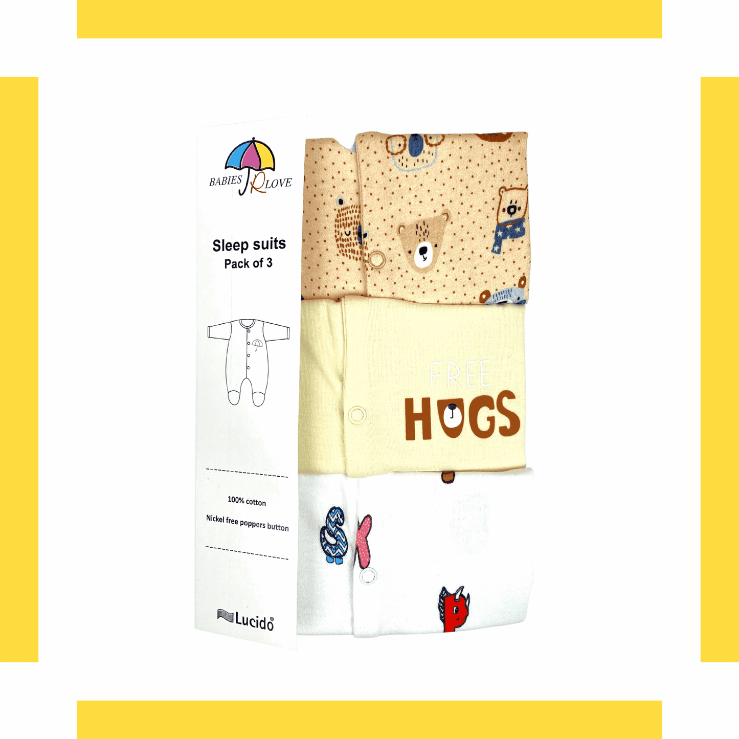 Sleepsuit Pack of 3 Baby Boy