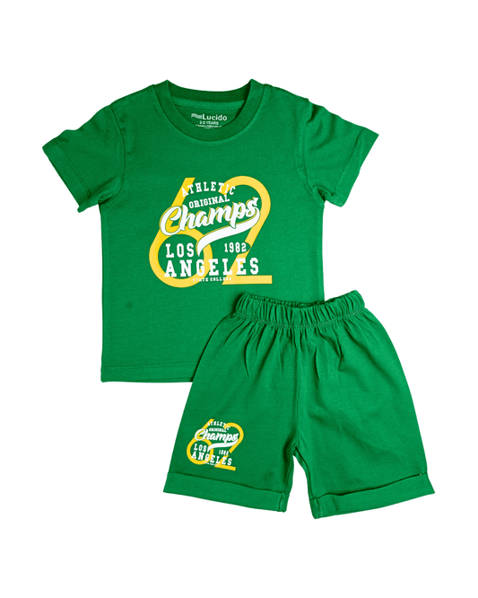 Summer Kids Short Set - Tropical Green