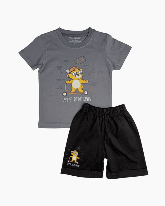 Summer Kids Short Set - Grey Cat
