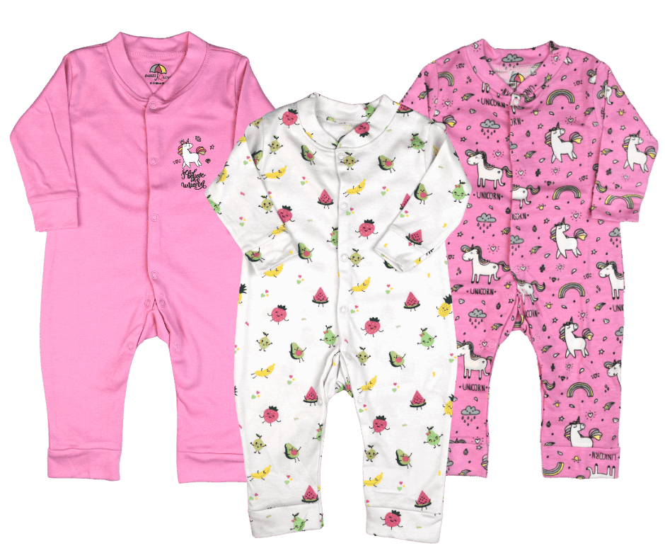 Baby Girl Sleepsuit Pack of 3 Multi