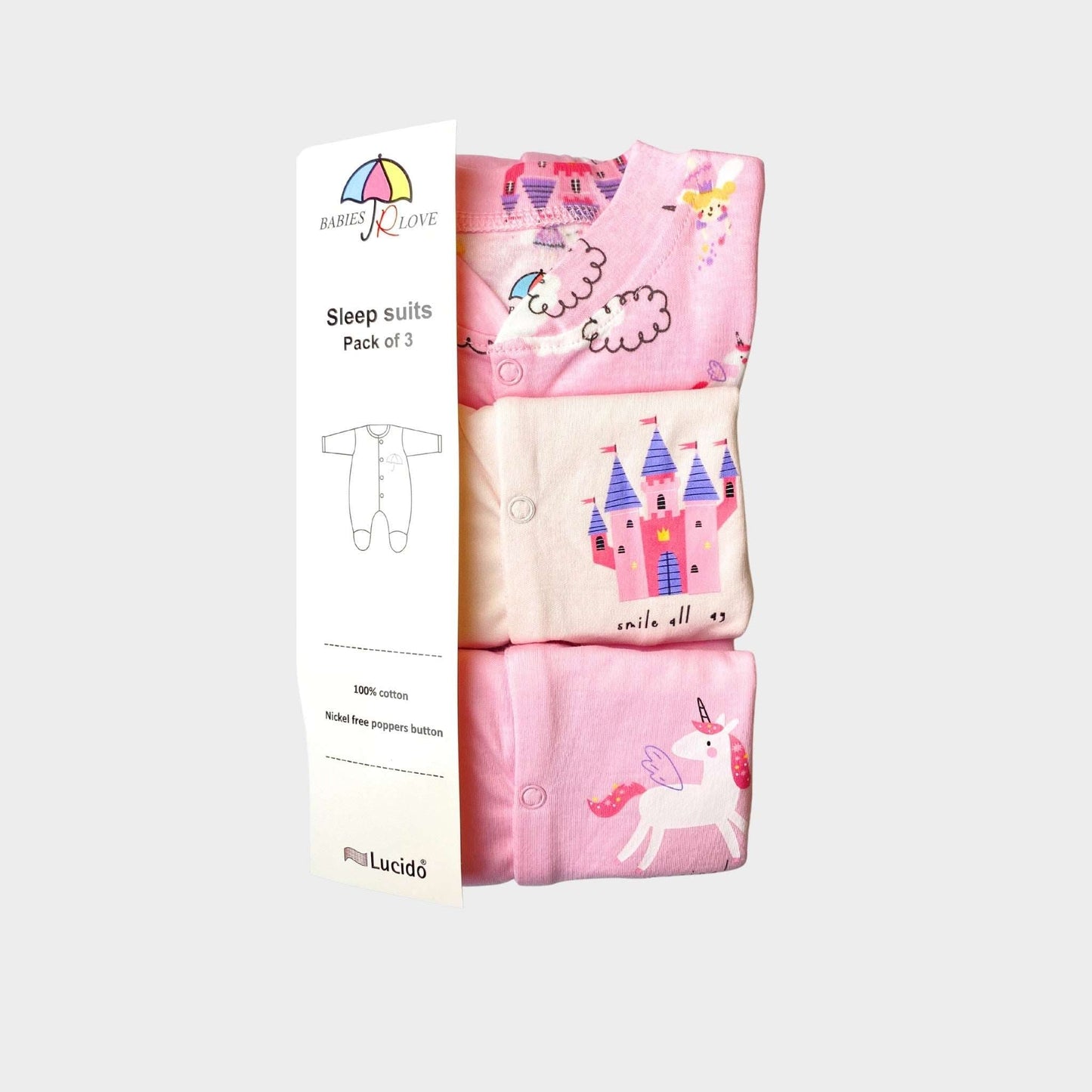 Sleepsuit Girls Pack Of 3